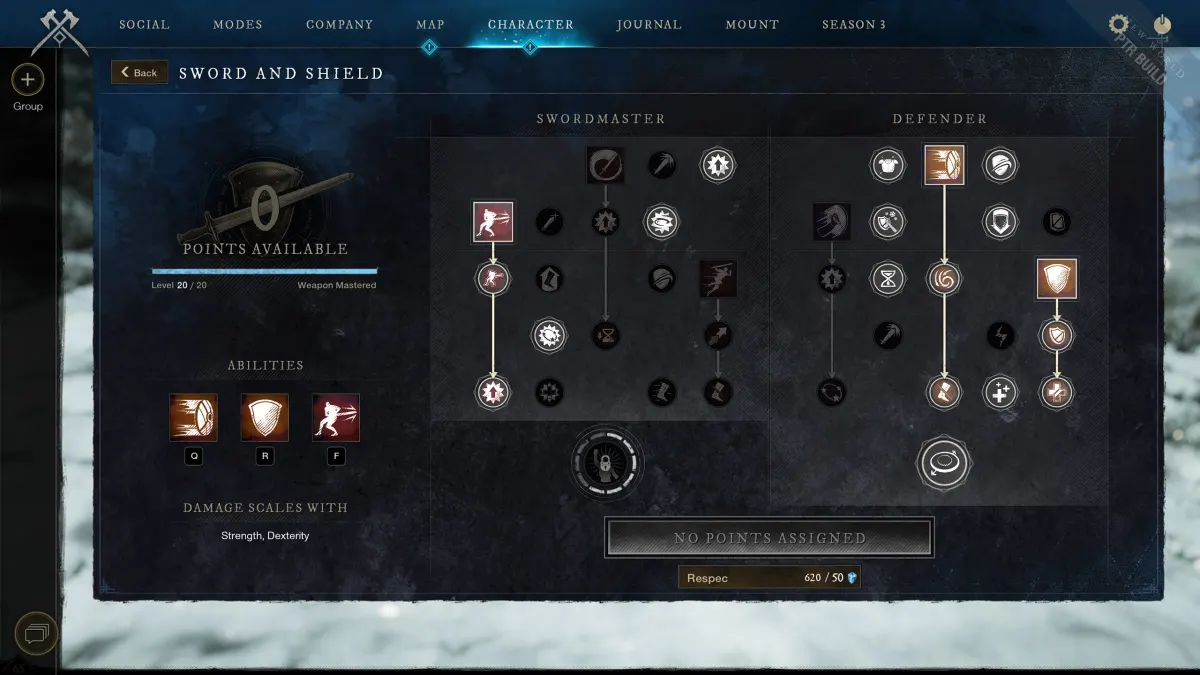 sword and shield skill tree for pve and pvp