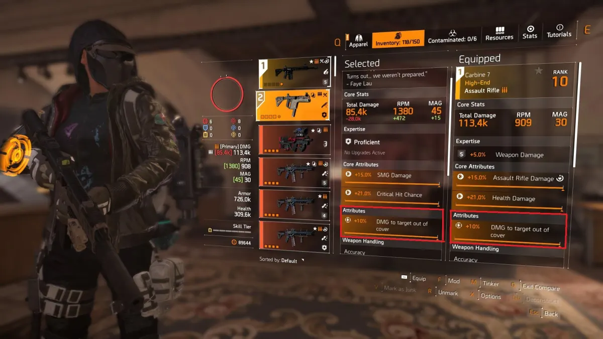 different weapons same 3rd attribute